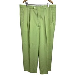 Vintage Bergati Dress Pant 42R Green Pleated Trousers Retro 90s Made in Syria A2